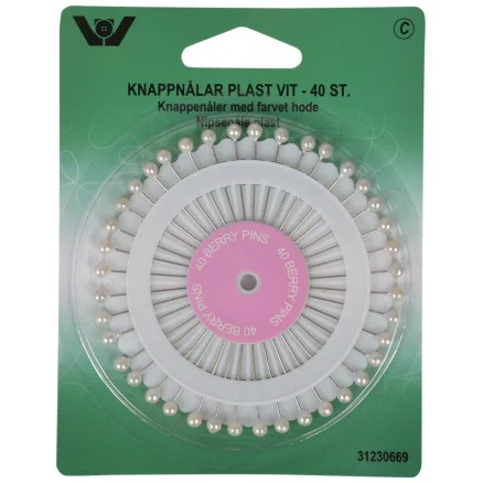 Pärlnålar/Knappnålar Plast Pärlemor – 40 st. Rea