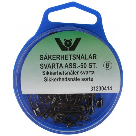 Begränsat erbjudande Säkerhetsnålar Svart Ass. storlekar – 50 st.