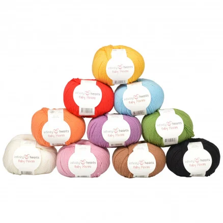 Handla nu Infinity Hearts Baby Merino Garnpaket 19 Basfärger – 10 st