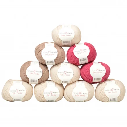 Infinity Hearts Baby Merino Garnpaket 23 Tre nyanser Natur och Ljung – 10 st Köp nu