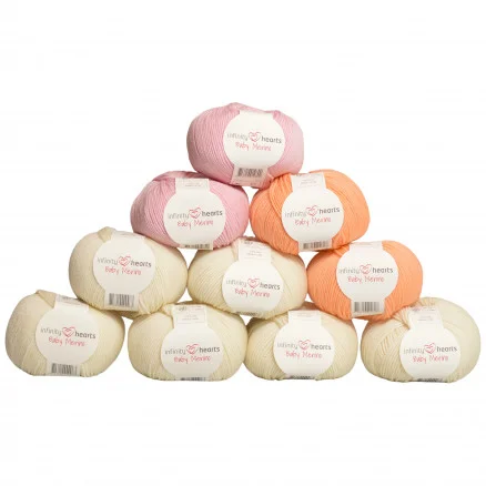 Billig Infinity Hearts Baby Merino Garnpaket 21 Baby Rosa och Orange – 10 st