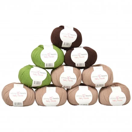Infinity Hearts Baby Merino Garnpaket 24 Tre nyanser Grön och Brun – 10 st Lågt pris