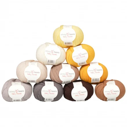 Säker betalning Infinity Hearts Baby Merino Garnpaket 18 Bruna och Gula nyanser – 10 st