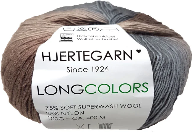 Hjertegarn Long Colors – Mjukt ullgarn – Fv 605 Mangfärgad Outlet