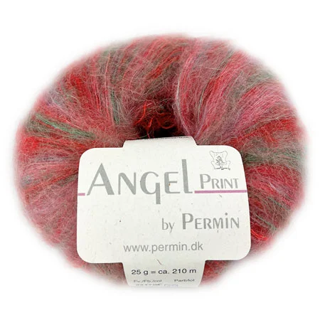 Angel Permin – Mohair och Sidengarn – 884759 Print Röd/Grön Expressleverans