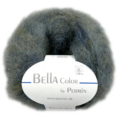 Bella Permin garn – Mohairgarn med ullgarn & polyamid – fv 883182 Army/Jeans Kundfavorit