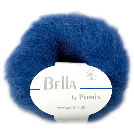 Bella Permin garn – Mohairgarn med ullgarn & polyamid – fv 883278 Royal Blå Snabb leverans