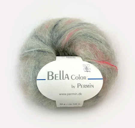 Bella Permin garn – Mohairgarn med ullgarn & polyamid – fv 883175 Salvie/Rosa/Grå Kampanj