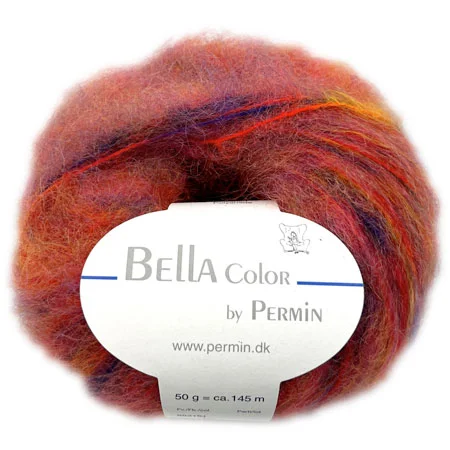 Snabb leverans Bella Permin garn – Mohairgarn med ullgarn & polyamid – fv 883179 Orange/Lila