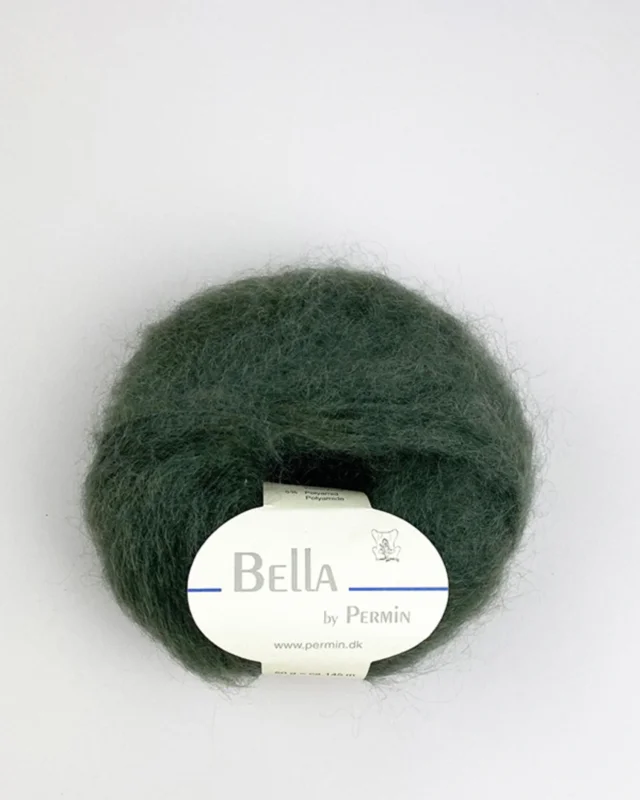 Bella Permin garn – Mohairgarn med ullgarn & polyamid – fv 883239 Dark army Rabatt