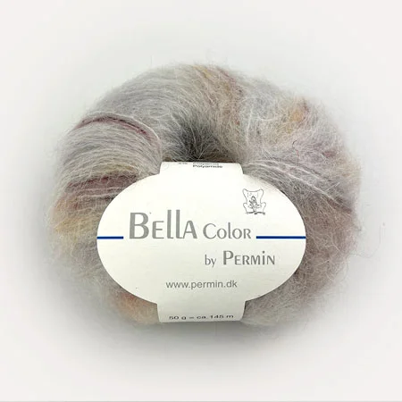 Erbjudande Bella Permin garn – Mohairgarn med ullgarn & polyamid – fv 883173 Beige/Curry/Brun