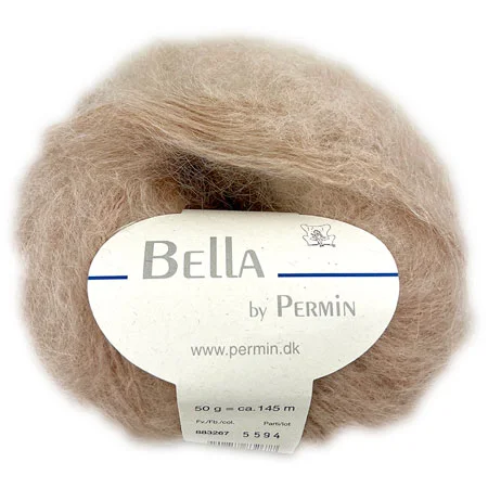 Bella Permin garn – Mohairgarn med ullgarn & polyamid – fv 883267 Ljus Camel Endast denna vecka