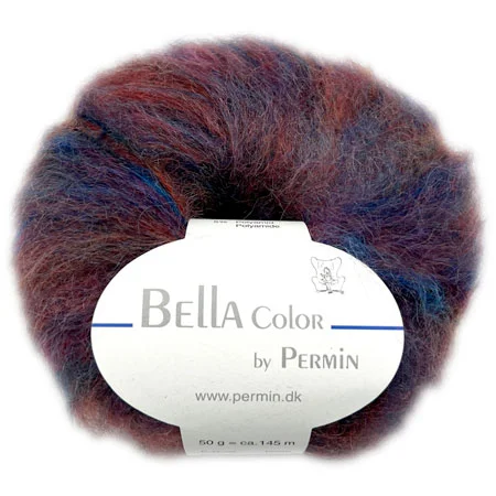 Beställ nu Bella Permin garn – Mohairgarn med ullgarn & polyamid – fv 883181 Bordeaux/Blå lila