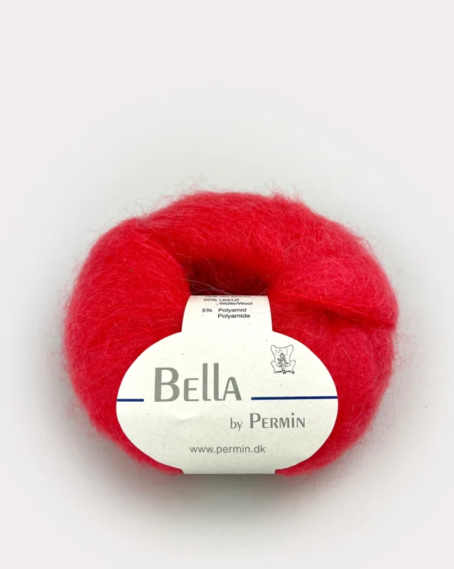Bella Permin garn – Mohairgarn med ullgarn & polyamid – fv 883262 Mörk Koral I lager