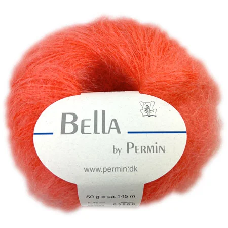 Fri frakt Bella Permin garn – Mohairgarn med ullgarn & polyamid – fv 883284 Korall