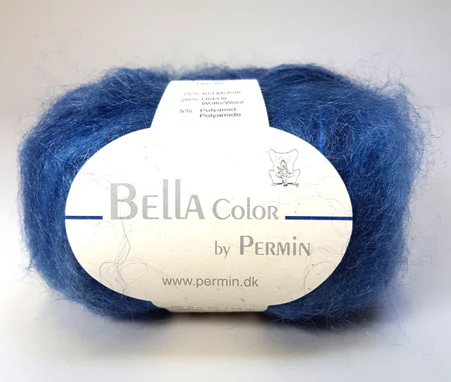 Fynd Bella Permin garn – Mohairgarn med ullgarn & polyamid – fv 883156 Color Blå