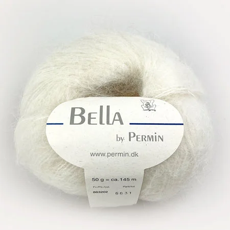 Billig Bella Permin garn – Mohairgarn med ullgarn & polyamid – fv 883202 Råvit