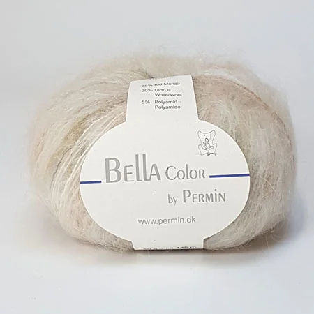 Bella Permin garn – Mohairgarn med ullgarn & polyamid – fv 883150 Råvit mangfärgad Populärt val