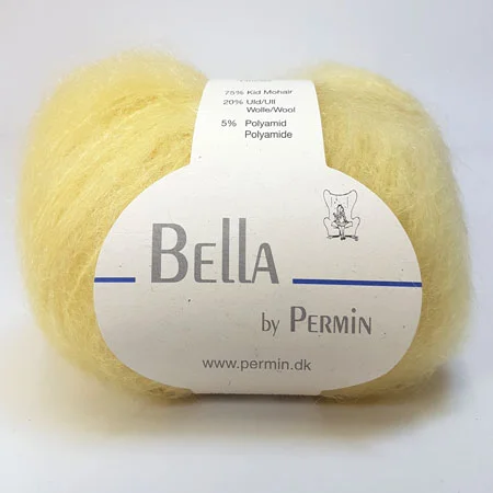 Endast denna vecka Bella Permin garn – Mohairgarn med ullgarn & polyamid – fv 883255 Pastel Gul
