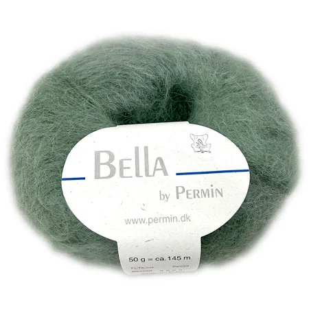Bella Permin garn – Mohairgarn med ullgarn & polyamid – fv 883269 Dammigt Grön Utförsäljning