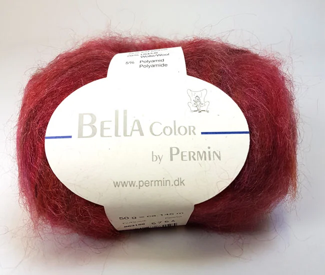 Kundfavorit Bella Permin garn – Mohairgarn med ullgarn & polyamid – fv 883159 Rød/bord