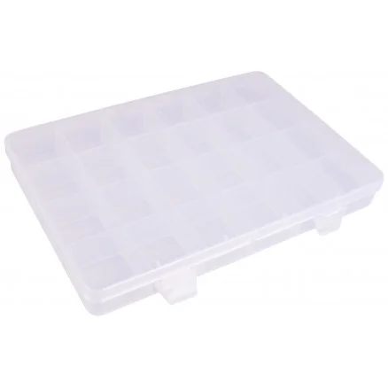Nyhet Infinity Hearts Plastlåda till knappar och tillbehör Transparent 21x14cm – 24 fack