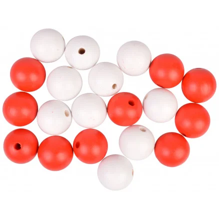 Sänkt pris Infinity Hearts Träpärlor/Träkulor Trä Rund Röd/Vit 30mm – 20 st