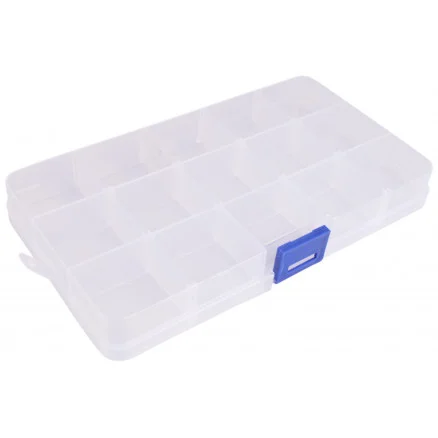 Begränsat erbjudande Infinity Hearts Plastlåda till knappar och tillbehör Transparent 17,5x10cm – 15 fack