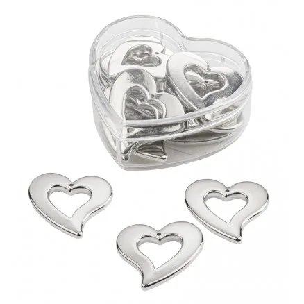 Snabb leverans Berlock Hjärta Metall Silver 30mm – 12 st