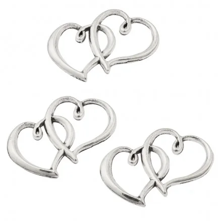 Trygg betalning Berlock Hjärta Metall Silver 31x22mm – 10 st