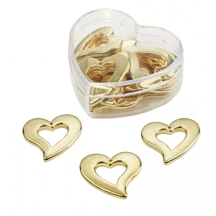 Berlock Hjärta Metall Guld 30mm – 12 st Extra rabatt