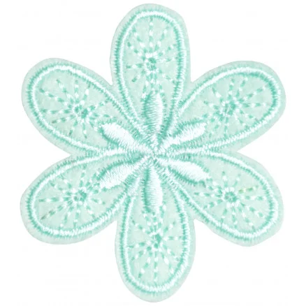 Strykmärke Blomma Turkos 4,5x4cm Premium