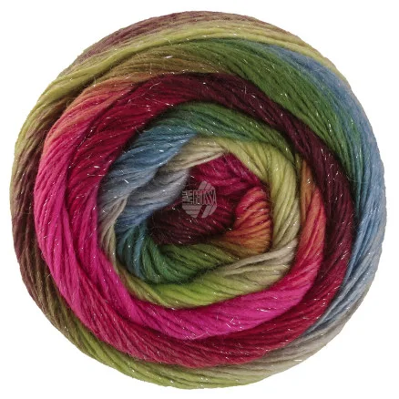 Kampanjpris Lana Grossa Meilenweit 100 Colour Mix Sparks Garn 7611 Grön/Röd/Lilac/Pistasch/Petroleum/Grön/Lime Green/Pastellgrön/Beige