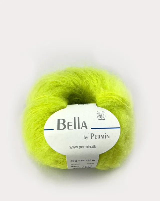 Billig Bella Permin garn – Mohairgarn med ullgarn & polyamid – fv 883291 Acid lime