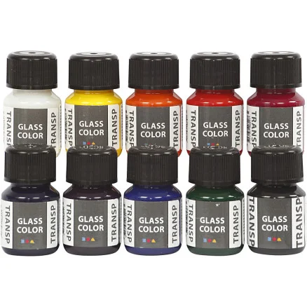 Endast idag Glasfärg Transparent, Ass. färger, 10x30ml/ 1 frp.