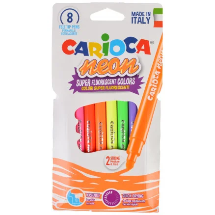 Carioca Neon Tusch Ass. färger 1-4,7mm – 8 st. risnedsättning