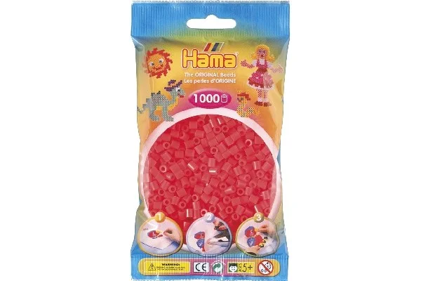I lager Hama midi, pärlor, 1000 stk – Neon Pink – 207-35