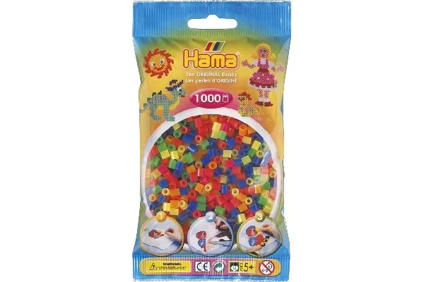 Begränsat antal Hama midi, pärlor, 1000 stk – Neon Mix – 207-51