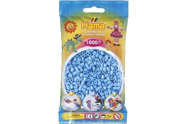 Hama midi, pärlor, 1000 stk – Pastel Blå – 207-46 Premium