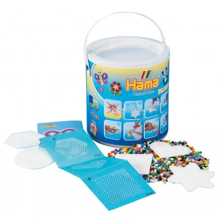 Hama Midi Bucket 7701 20.000 pärlor, 5 pärlplattor & självhäftande motiv Premium