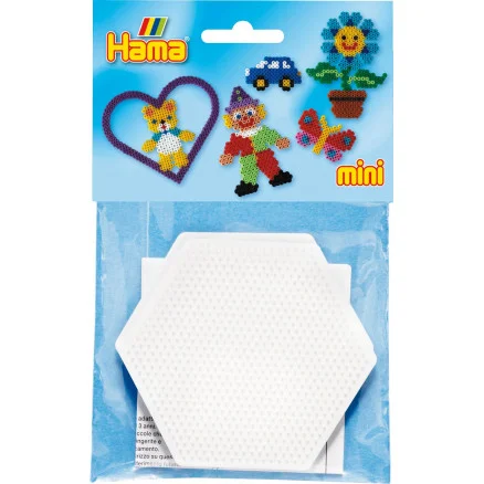 Nyhet Hama Mini Påse 5204 Sexkantig Pärlplatta Vit 8,5x8,5cm – 2 st