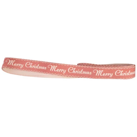Beställ nu Infinity Hearts Tygband/Presentsnöre Merry Christmas Röd/Vit 15mm – 3 meter