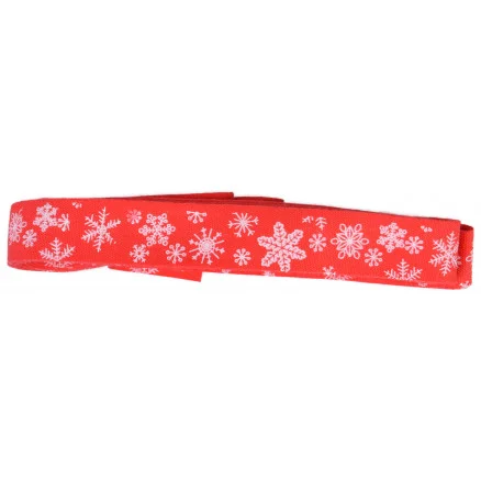 Fri frakt Infinity Hearts Tygband/Presentsnöre Ass. Snöflinga Röd/Vit 15mm – 3 meter