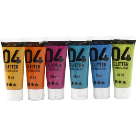 Glitterakrylfärg, mixade färger, 6x20 ml/ 1 förp. Begränsat erbjudande