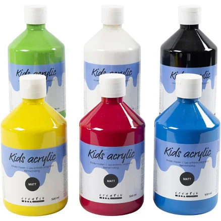 Akrylfärg Matt, primärfärger, 6x500 ml/ 1 förp. Köp online