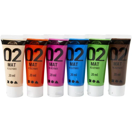 Akrylfärg Matt, kompletterande färger, 6x20 ml/ 1 förp. Rabatt