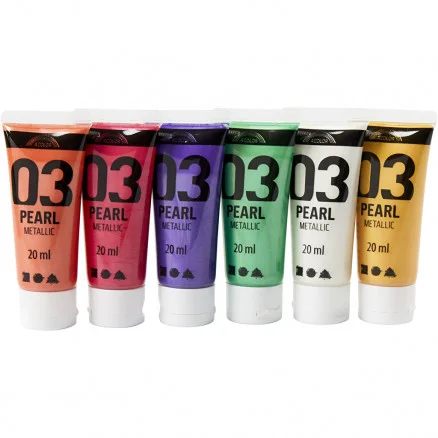 Säker betalning A-Color akrylfärg, komplementfärger, 03 – metallic, 6x20ml
