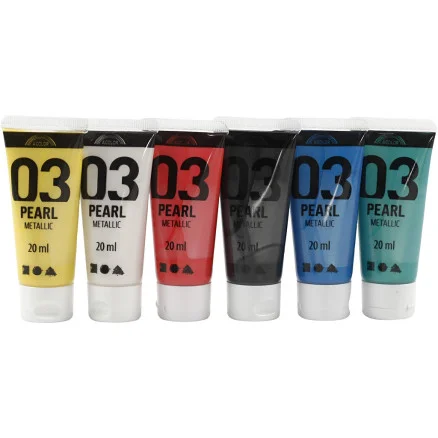 Metallic akrylfärg, metallic, standardfärger, 6x20 ml/ 1 förp. Premium