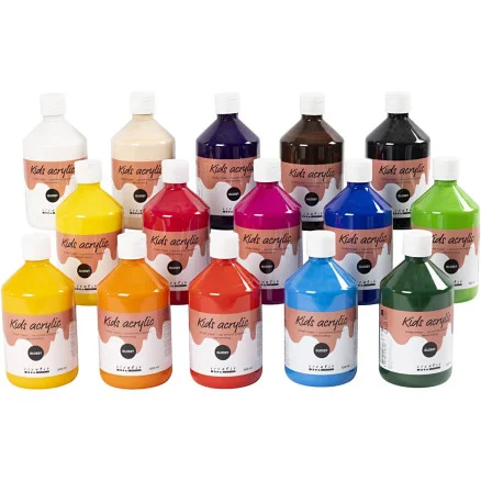 Endast denna vecka Akrylfärg Blank, mixade färger, 15x500 ml/ 1 förp.