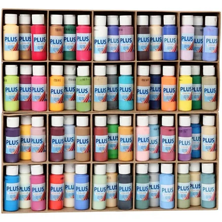Plus Color Hobbyfärg, Ass. färger, 60x60ml/ 1 frp. Lågt pris